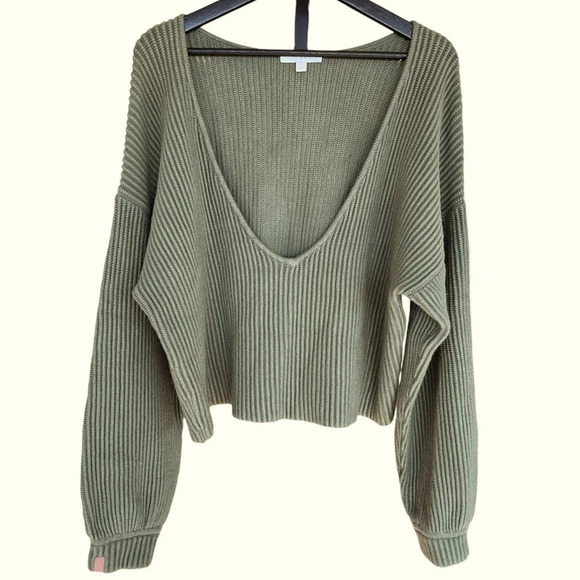 Lunya Cozy Cotton Silk Rib Sweater Reversible Hunter Green Medium Fall Classic - Picture 2 of 10